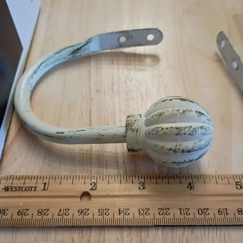 Set of 3 Metal Window Curtain Rods or Coat Hooks Farmhouse Country Decor
